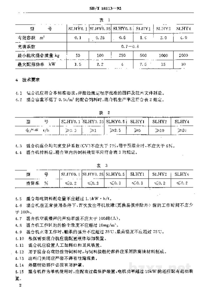 SB/T 10113-1992卧式螺带混合机 SB/T 10113-1992卧式螺带混合机