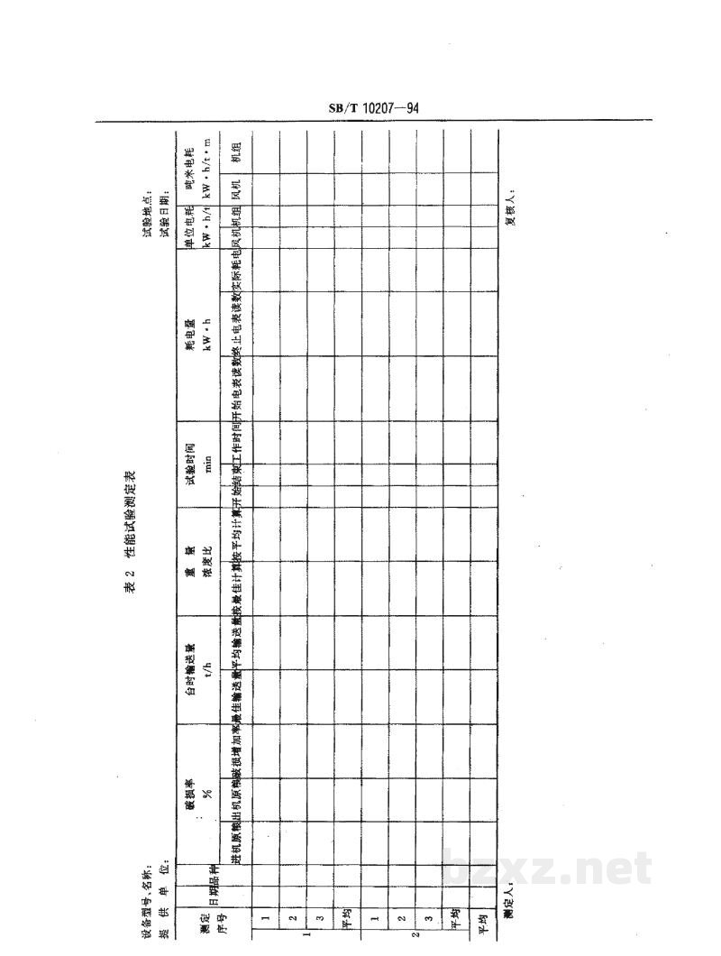 SB/T 10207-1994固定吸粮机试验方法 SB/T 10207-1994固定吸粮机试验方法