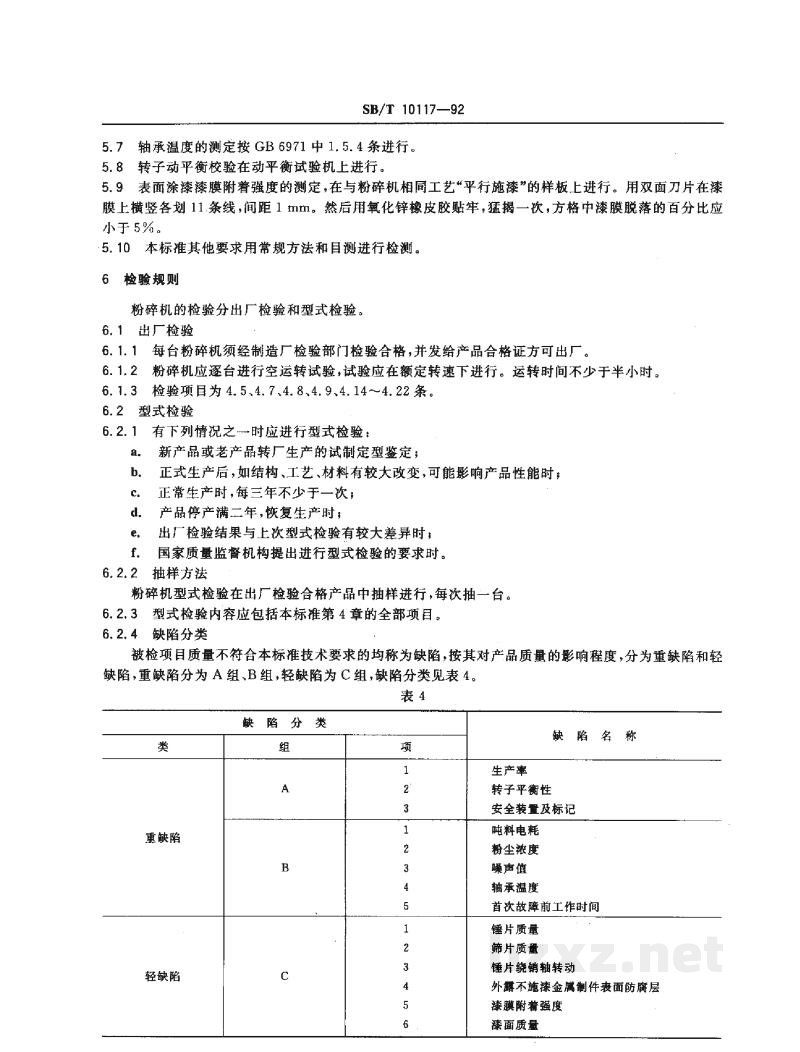 SB/T 10117-1992锤片粉碎机 SB/T 10117-1992锤片粉碎机