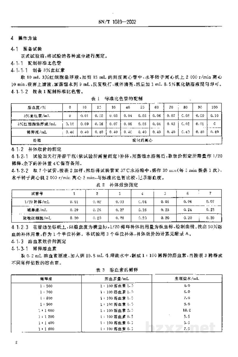 SN/T 1089-2002布氏杆菌病补体结合试验操作规程 SN/T 1089-2002布氏杆菌病补体结合试验操作规程