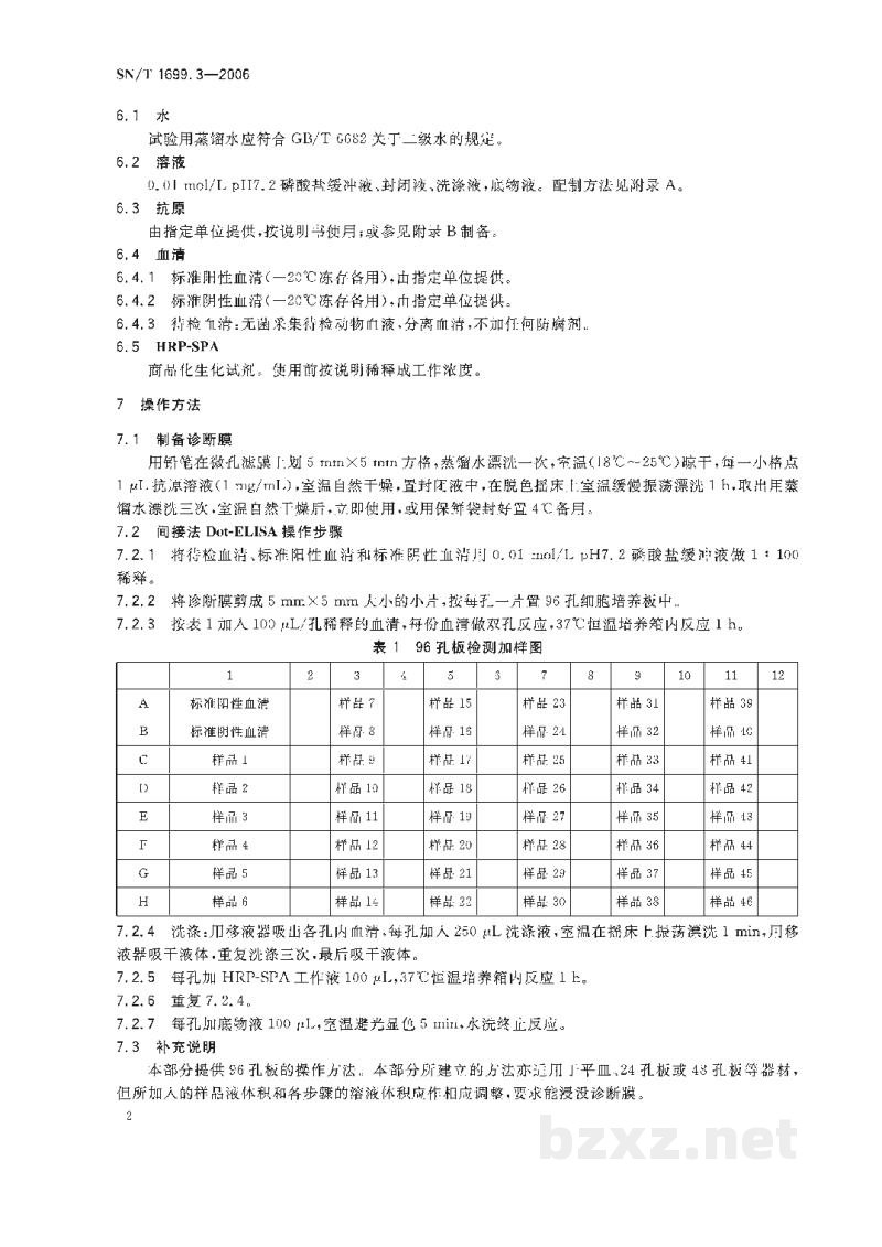 SN/T 1699.3-2006猪流行性腹泻间接斑点酶联免疫吸附试验操作规程 SN/T 1699.3-2006猪流行性腹泻间接斑点酶联免疫吸附试验操作规程