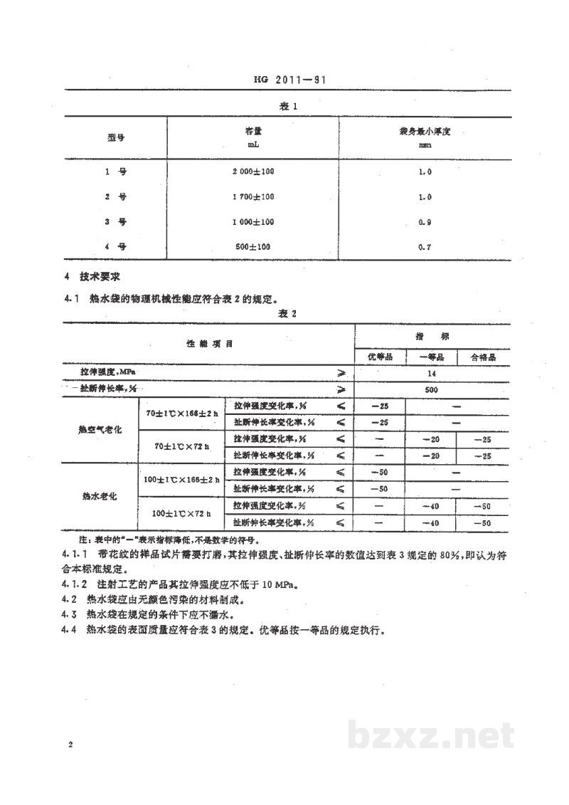 HG 2011-1991橡胶热水袋 HG 2011-1991橡胶热水袋