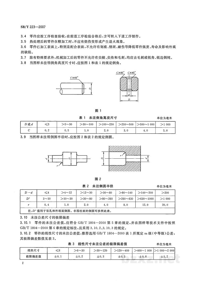 SB/T 223-2007食品机械通用技术条件 机械加工技术要求 SB/T 223-2007食品机械通用技术条件 机械加工技术要求