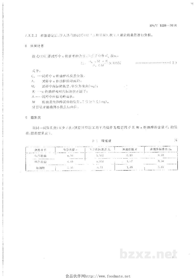 SN/T 1098-2010进出口松油和松油醇中α-松油醇含量的测定 气相色谱法 SN/T 1098-2010进出口松油和松油醇中α-松油醇含量的测定 气相色谱法