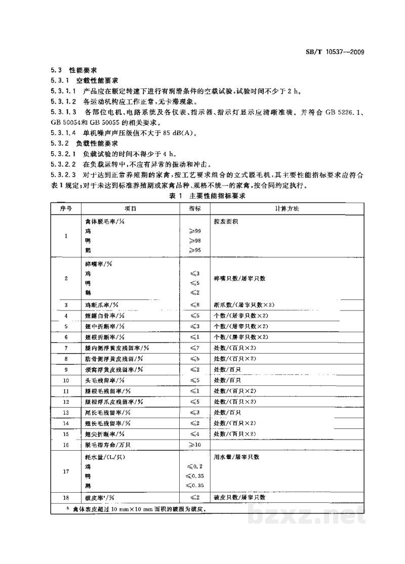 SB/T 10537-2009家禽立式脱毛机 SB/T 10537-2009家禽立式脱毛机