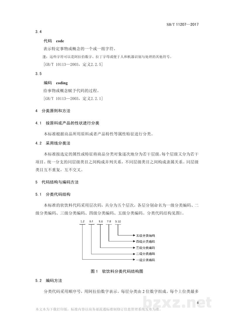 SB/T 11207-2017流通业商品分类与代码——软饮料 SB/T 11207-2017流通业商品分类与代码——软饮料