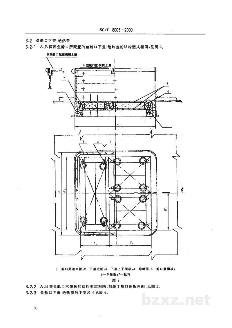SC/T 8005-2000渔船鱼舱舱口盖 SC/T 8005-2000渔船鱼舱舱口盖