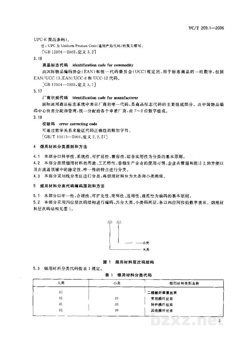 YC/T 209.1-2006烟用材料编码 第1部分:烟用材料分类代码与产品代码 YC/T 209.1-2006烟用材料编码 第1部分:烟用材料分类代码与产品代码