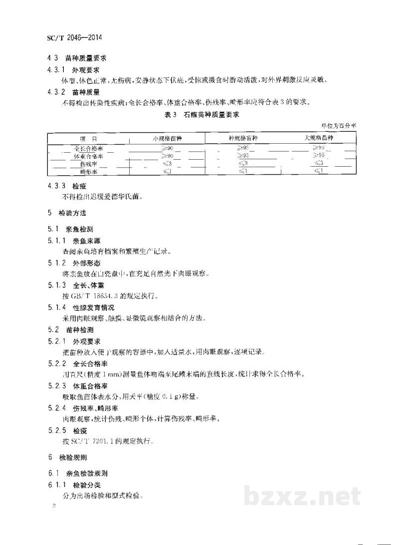 SC/T 2046-2014石鲽亲鱼和苗种 SC/T 2046-2014石鲽亲鱼和苗种