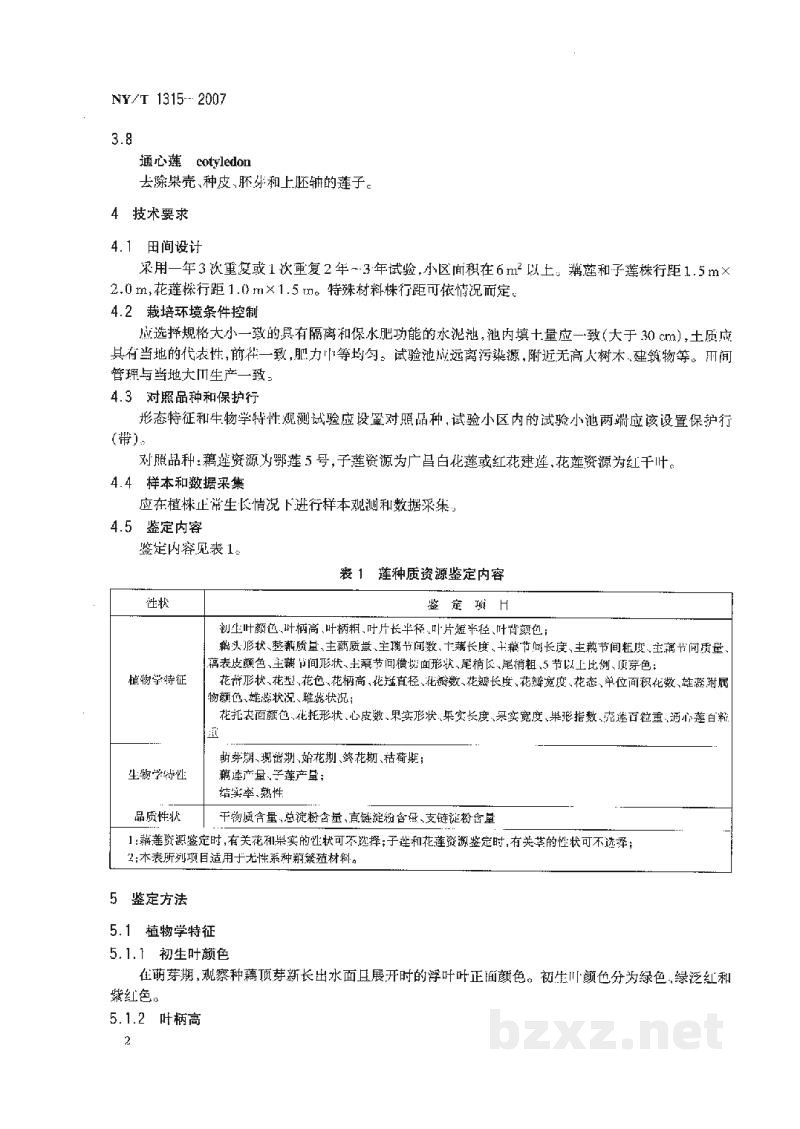 NY/T 1315-2007农作物种质资源鉴定技术规程莲 NY/T 1315-2007农作物种质资源鉴定技术规程莲