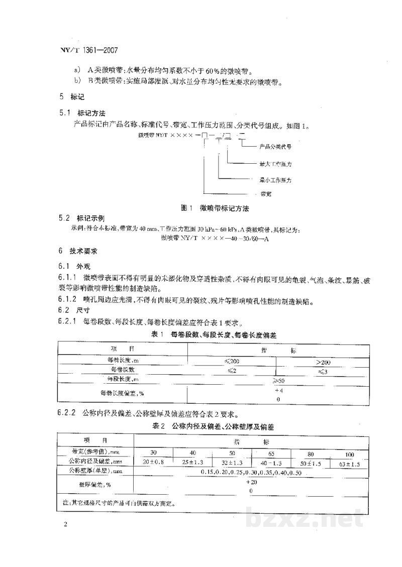NY/T 1361-2007农业灌溉设备微喷带 NY/T 1361-2007农业灌溉设备微喷带