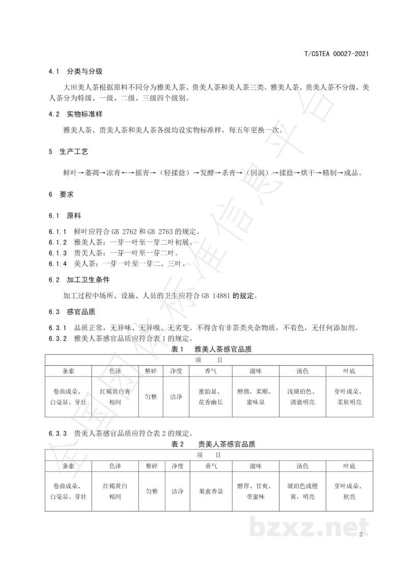 T/CSTEA 00027-2021大田美人茶 T/CSTEA 00027-2021大田美人茶