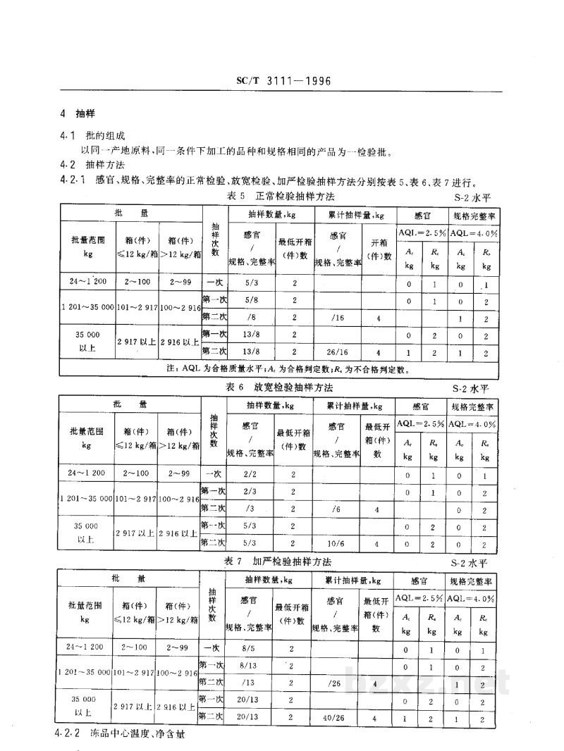 SC/T 3111-1996冻扇贝柱 SC/T 3111-1996冻扇贝柱