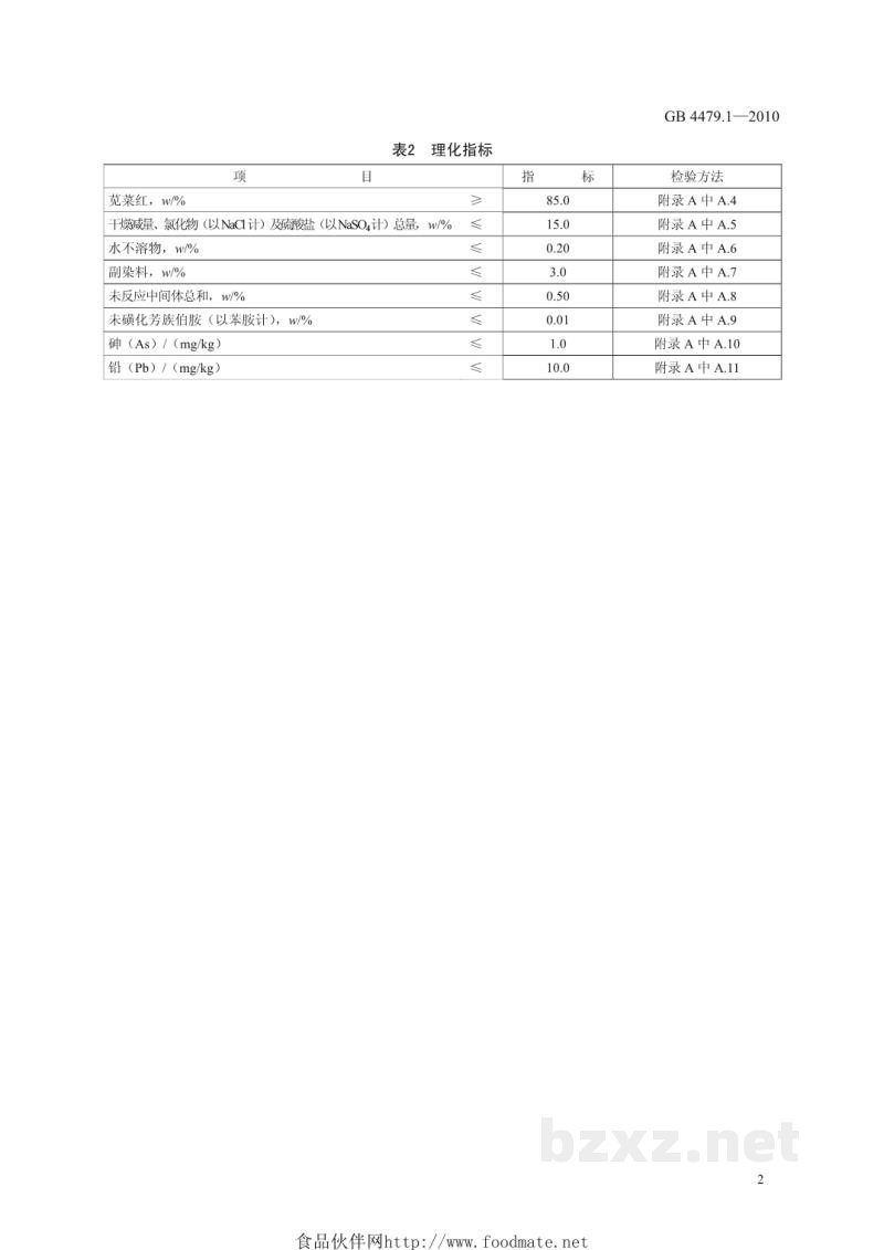 GB 4479.1-2010食品安全国家标准 食品添加剂 苋菜红 GB 4479.1-2010食品安全国家标准 食品添加剂 苋菜红