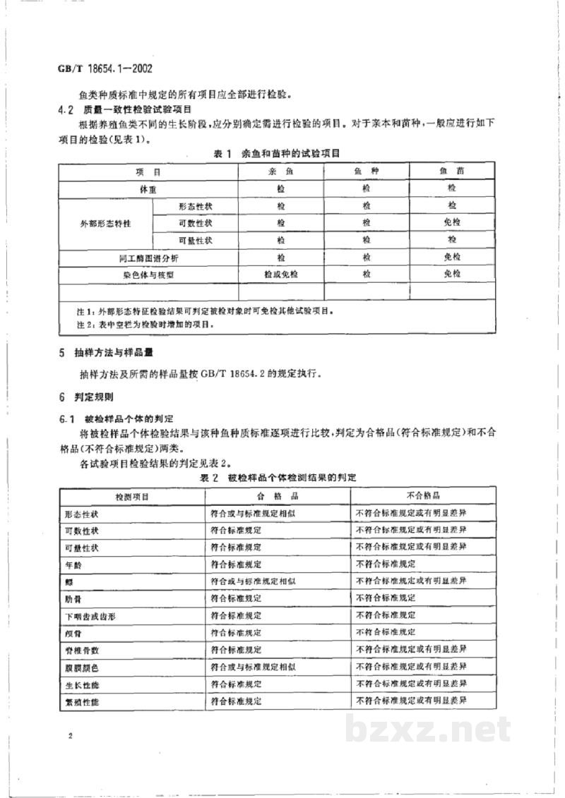 GB/T 18654.1-2002养殖鱼类种质检验 第1部分:检验规则 GB/T 18654.1-2002养殖鱼类种质检验 第1部分:检验规则
