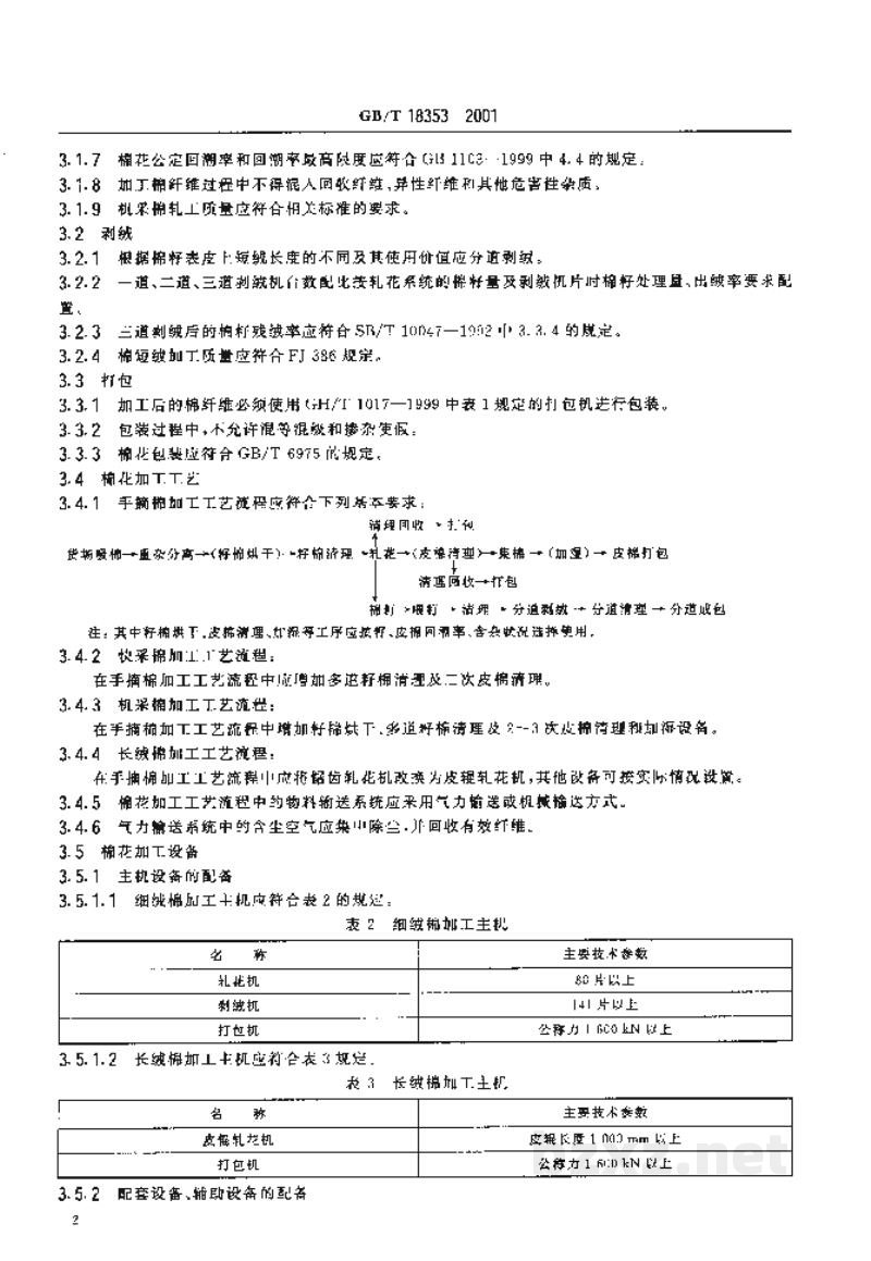 GB/T 18353-2001棉花加工企业基本技术条件 GB/T 18353-2001棉花加工企业基本技术条件