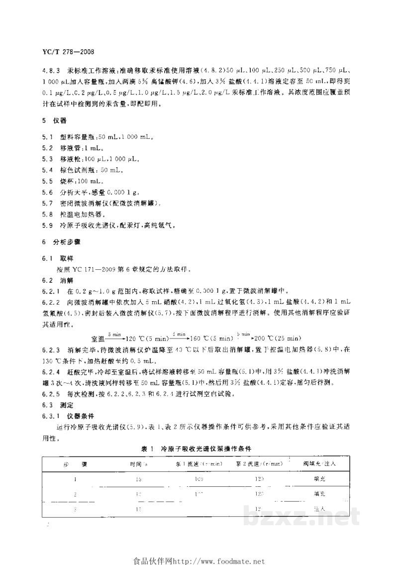 YC/T 278-2008烟用接装纸中汞的测定 冷原子吸收光谱法 YC/T 278-2008烟用接装纸中汞的测定 冷原子吸收光谱法