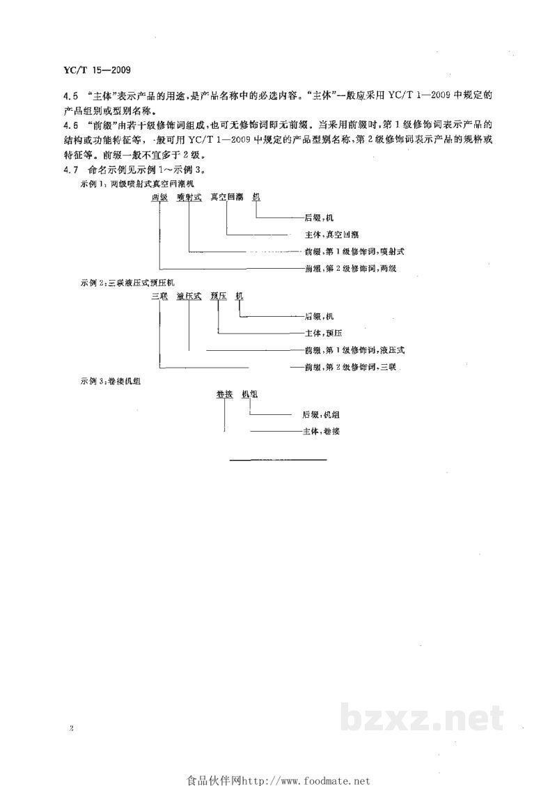 YC/T 15-2009烟草机械产品命名方法 YC/T 15-2009烟草机械产品命名方法