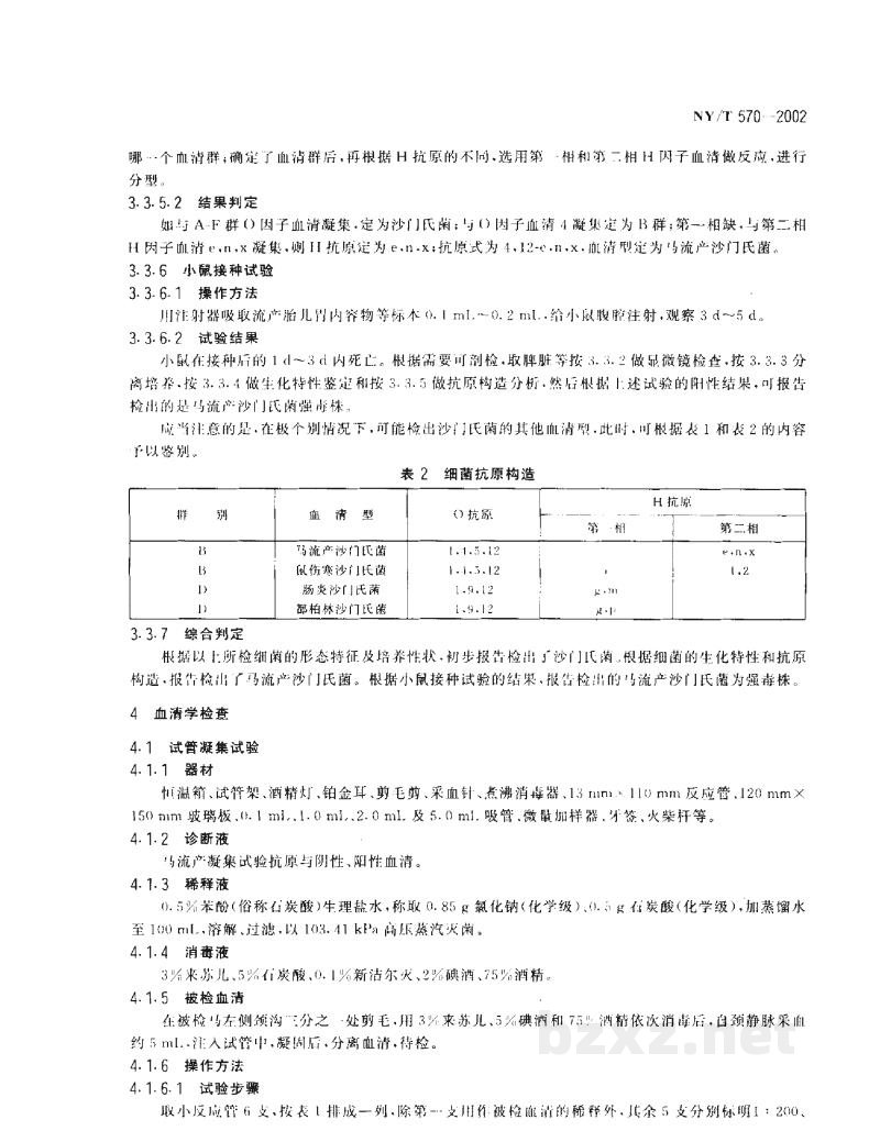 NY/T 570-2002马流产沙门氏菌病诊断技术 NY/T 570-2002马流产沙门氏菌病诊断技术