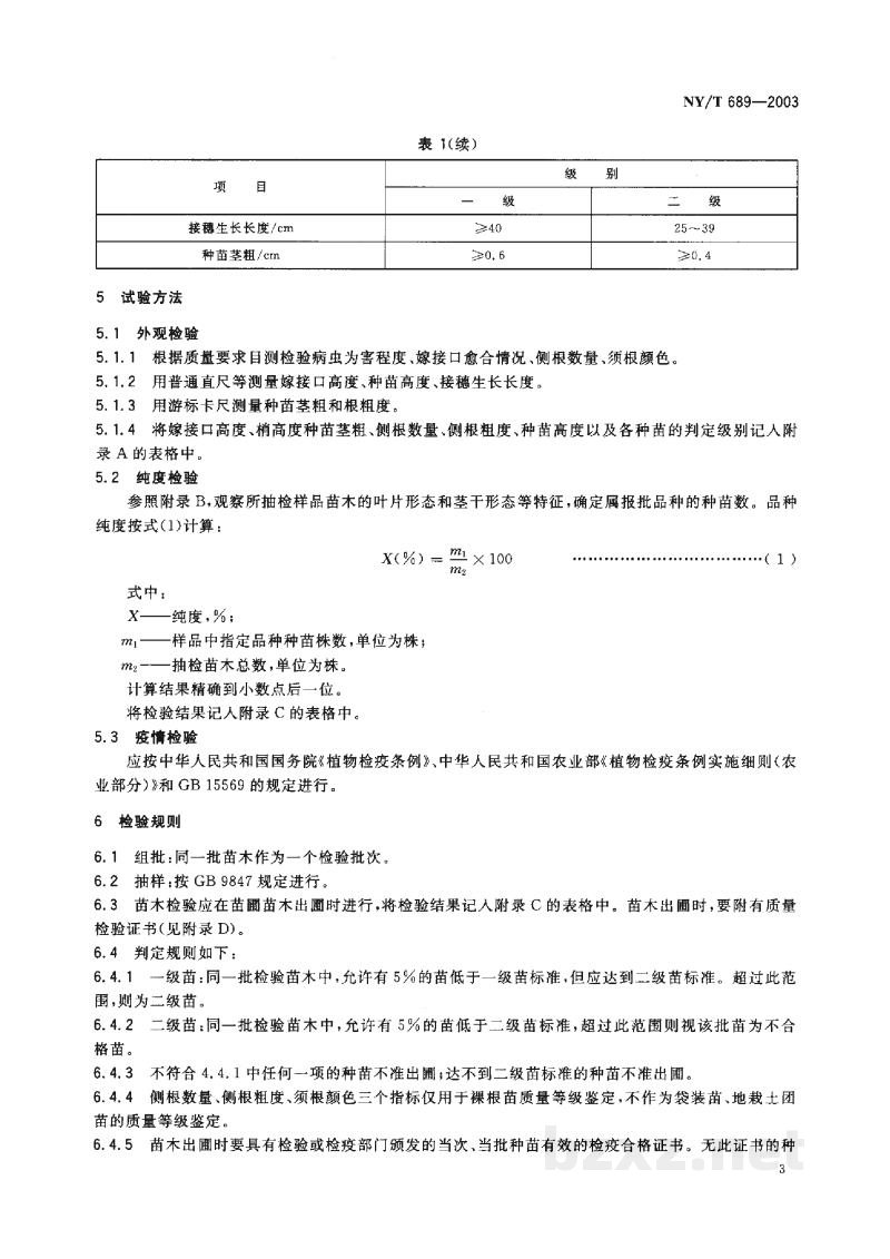 NY/T 689-2003番石榴 嫁接苗 NY/T 689-2003番石榴 嫁接苗