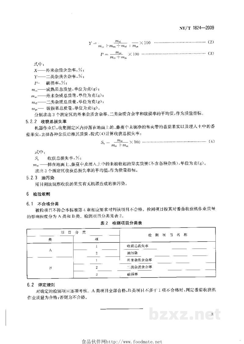 NY/T 1824-2009番茄收获机作业质量 NY/T 1824-2009番茄收获机作业质量