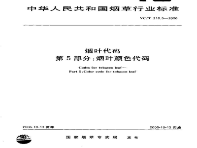 YC/T 210.5-2006烟叶代码　第5部分：烟叶颜色代码