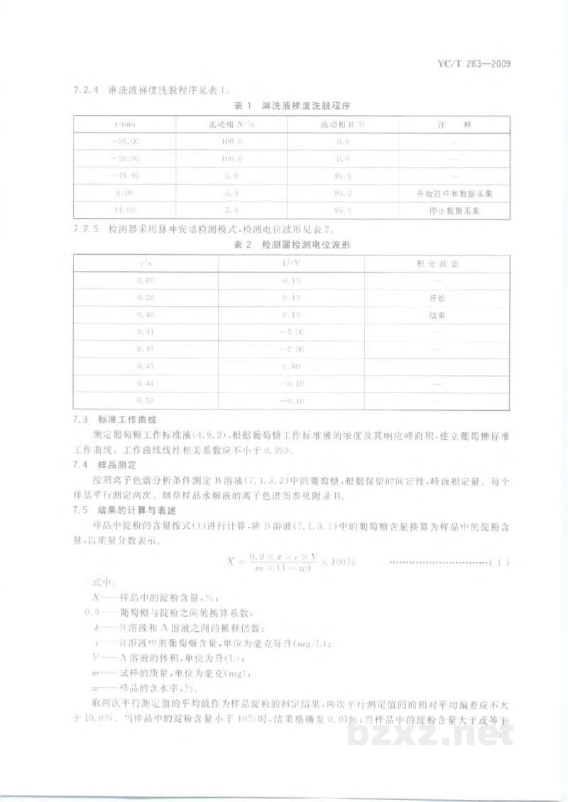 YC/T 283-2009烟草及烟草制品 淀粉的测定 酶水解-离子色谱法 YC/T 283-2009烟草及烟草制品 淀粉的测定 酶水解-离子色谱法