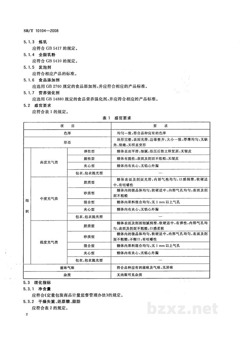 SB/T 10104-2008糖果 充气糖果 SB/T 10104-2008糖果 充气糖果
