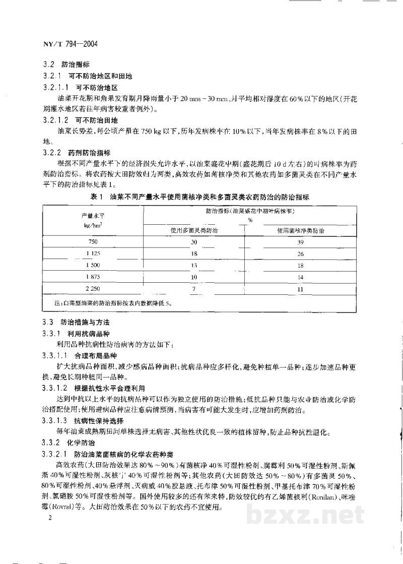 NY/T 794-2004油菜菌核病防治技术规程