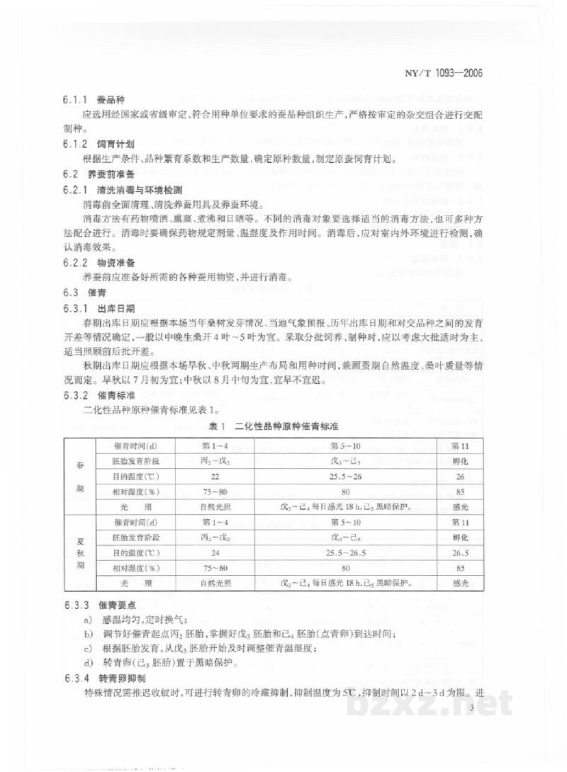 NY/T 1093-2006桑蚕一代杂交种繁育技术规程 NY/T 1093-2006桑蚕一代杂交种繁育技术规程