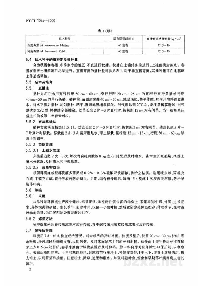 NY/T 1085-2006苹果苗木繁育技术规程 NY/T 1085-2006苹果苗木繁育技术规程