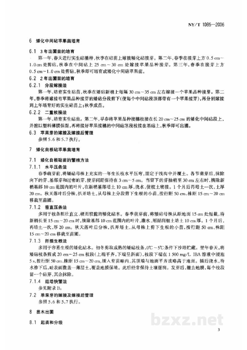 NY/T 1085-2006苹果苗木繁育技术规程 NY/T 1085-2006苹果苗木繁育技术规程