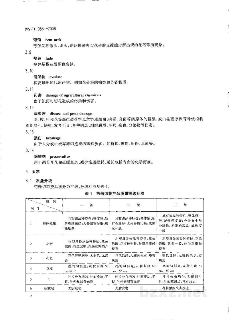 NY/T 953-2006芍药切花 NY/T 953-2006芍药切花