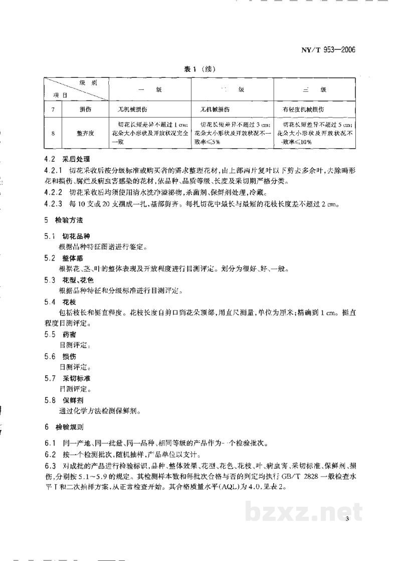 NY/T 953-2006芍药切花 NY/T 953-2006芍药切花