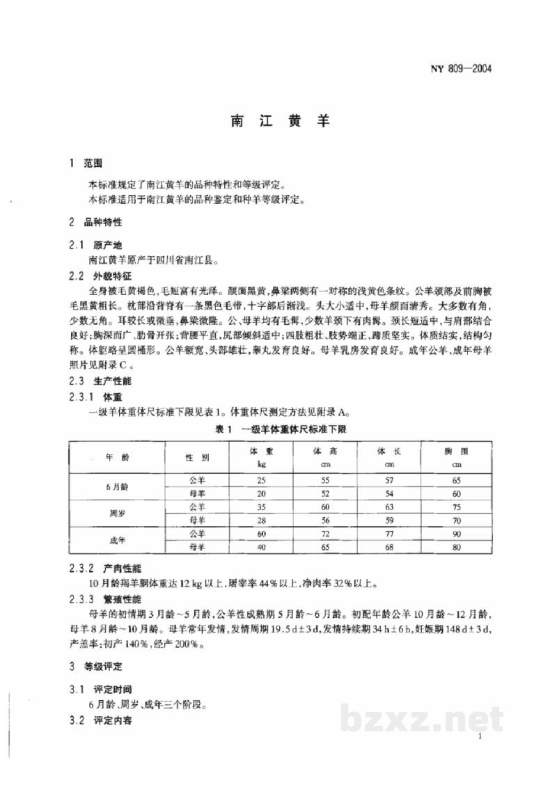 NY 809-2004南江黄羊 NY 809-2004南江黄羊