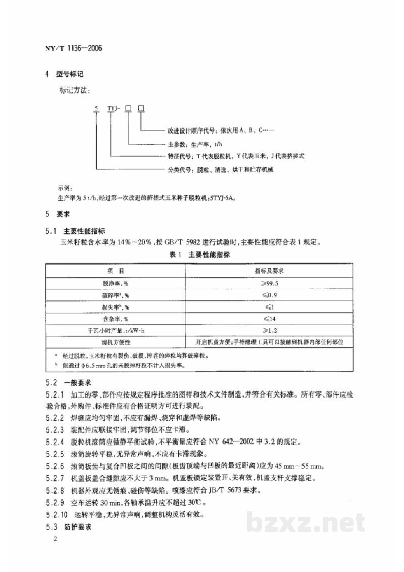 NY/T 1136-2006挤搓式玉米种子脱粒机技术条件 NY/T 1136-2006挤搓式玉米种子脱粒机技术条件