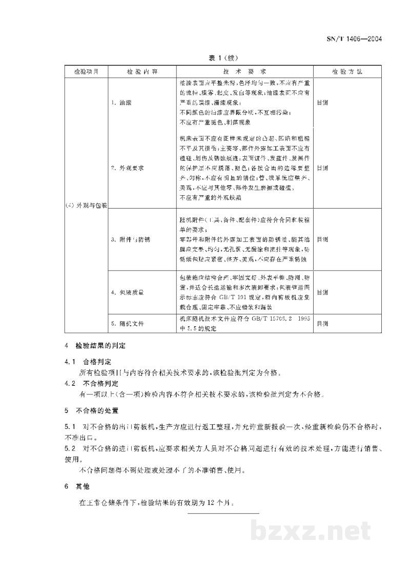 SN/T 1406-2004进出口剪板机检验规程 SN/T 1406-2004进出口剪板机检验规程