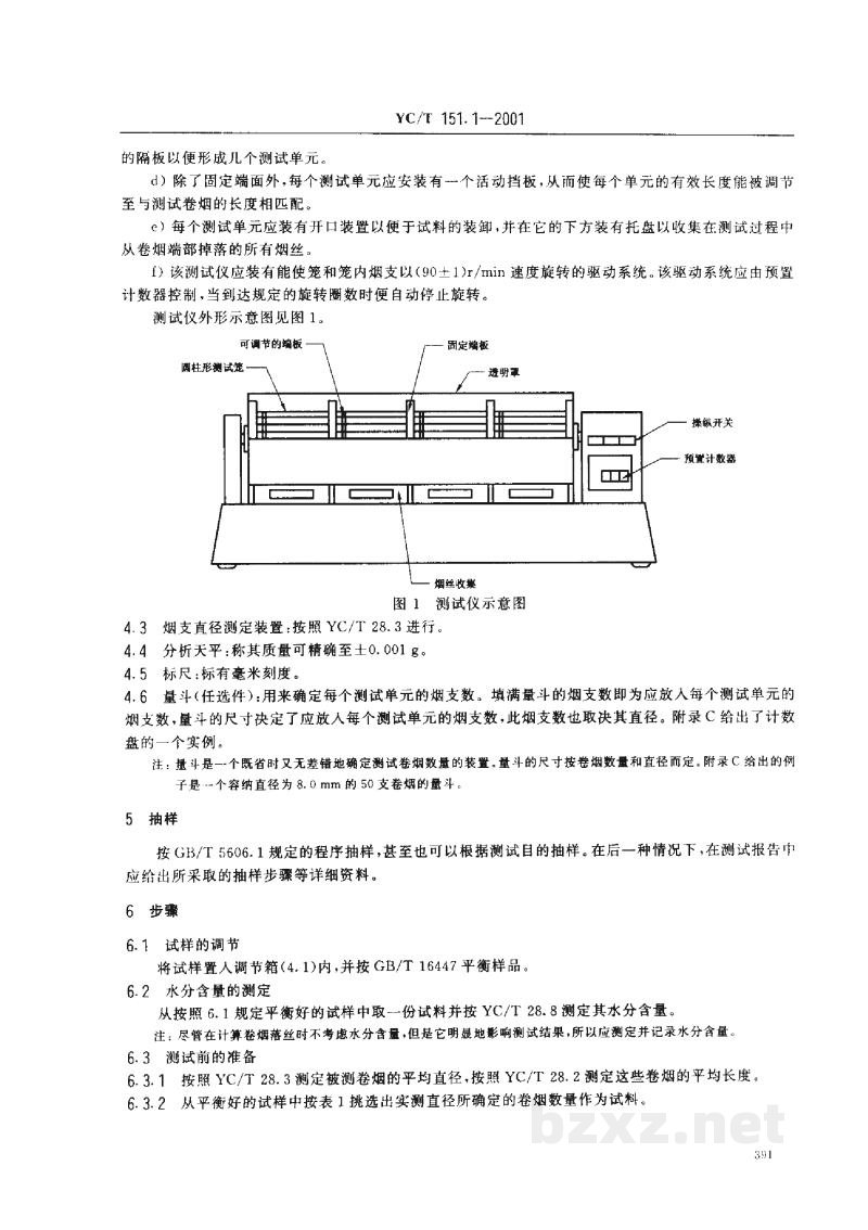 YC/T 151.1-2001卷烟　端部掉落烟丝的测定　第1部分：旋转笼法