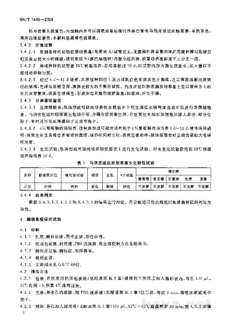 SN/T 1449-2004马流行性淋巴管炎检疫方法 SN/T 1449-2004马流行性淋巴管炎检疫方法