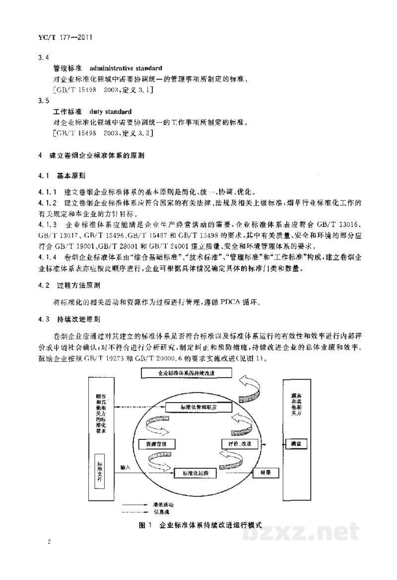 YC/T 177-2011卷烟企业标准体系的构成及指南 YC/T 177-2011卷烟企业标准体系的构成及指南