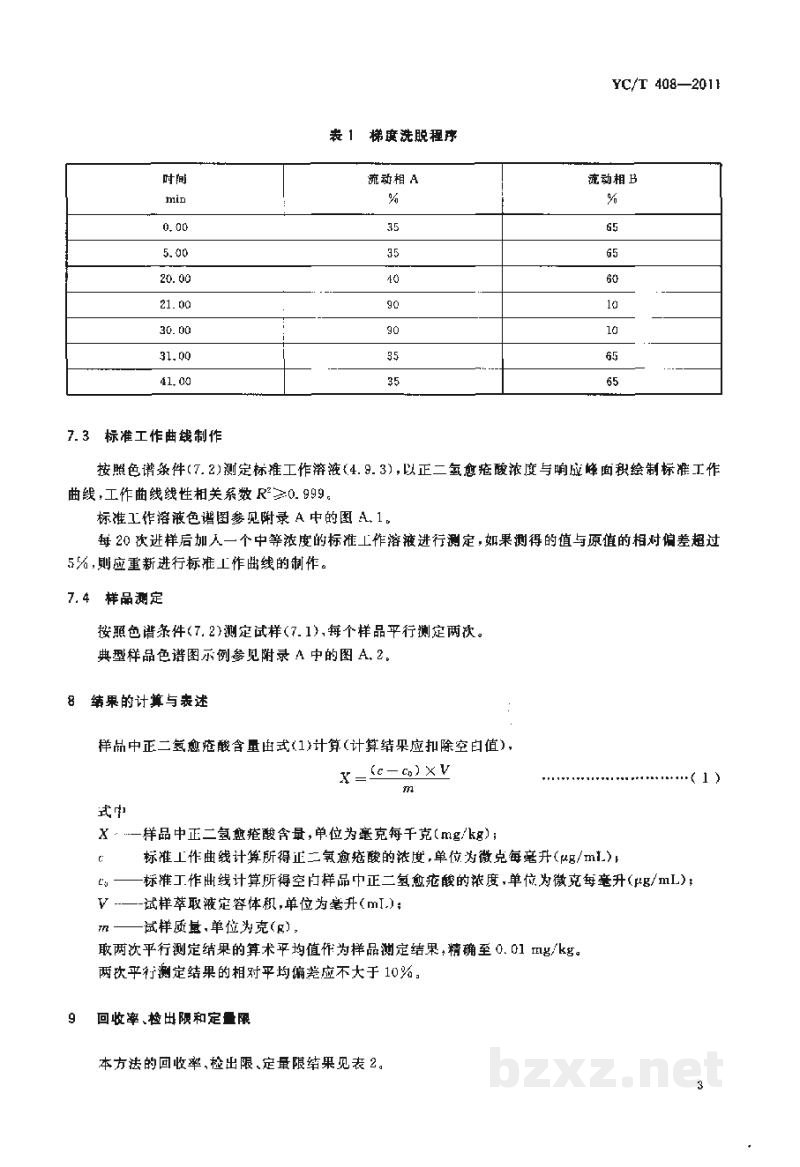 YC/T 408-2011烟用添加剂中正二氢愈疮酸的测定 高效液相色谱法 YC/T 408-2011烟用添加剂中正二氢愈疮酸的测定 高效液相色谱法