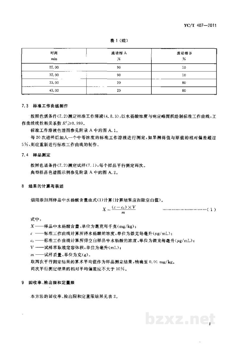 YC/T 407-2011烟用添加剂中水杨酸的测定 高效液相色谱法 YC/T 407-2011烟用添加剂中水杨酸的测定 高效液相色谱法