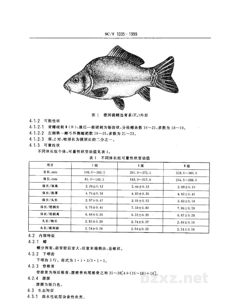 SC/T 1035-1999德国镜鲤选育系(F4) SC/T 1035-1999德国镜鲤选育系(F4)