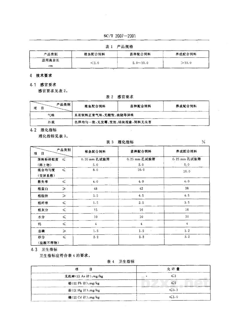 SC/T 2007-2001真鲷配合饲料 SC/T 2007-2001真鲷配合饲料