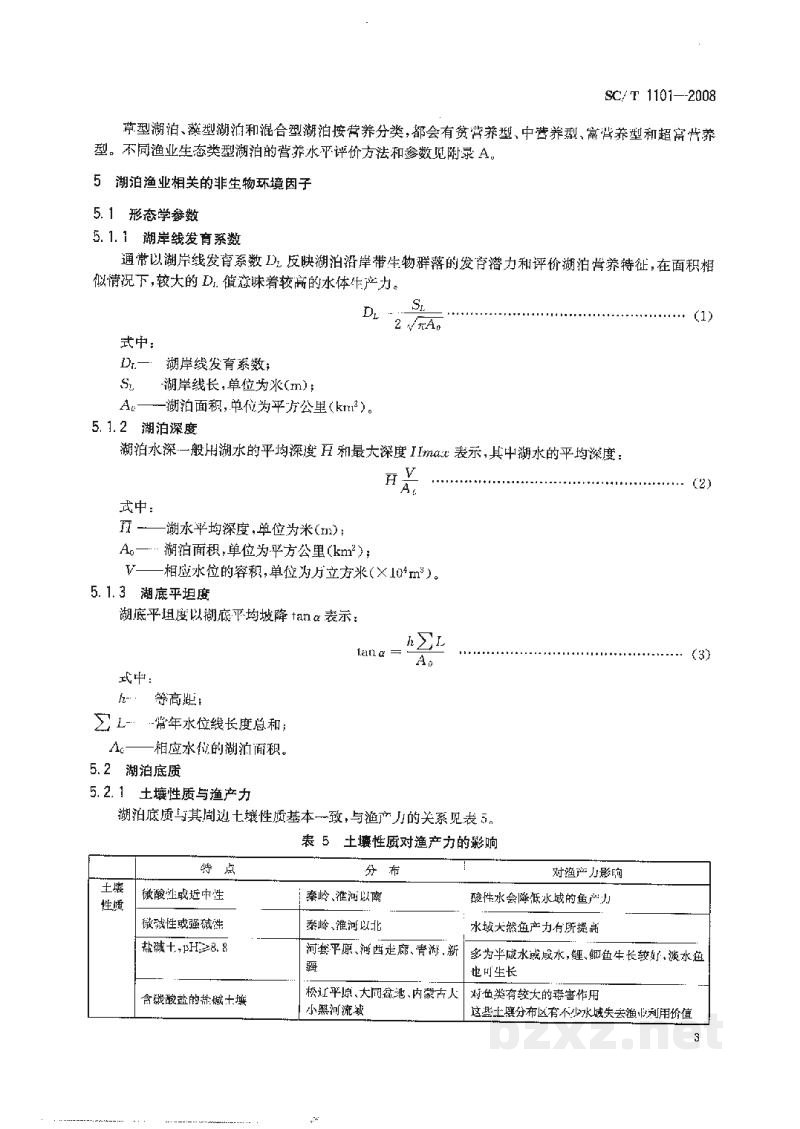 SC/T 1101-2008湖泊渔业生态类型参数 SC/T 1101-2008湖泊渔业生态类型参数