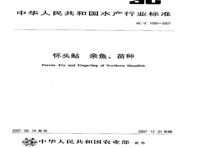 SC/T 1095-2007怀头鲇亲鱼、苗种