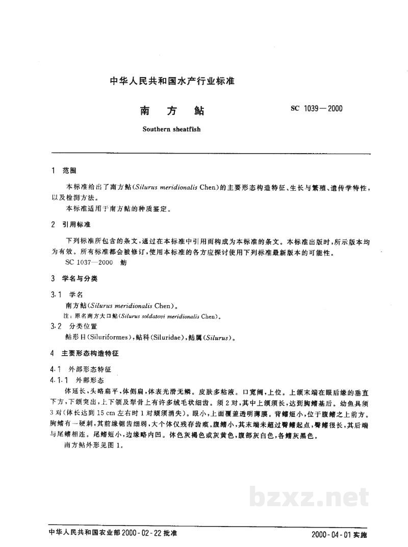 SC 1039-2000南方鲇 SC 1039-2000南方鲇