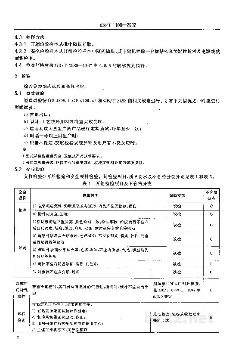 SN/T 1100-2002出口家用和类似用途饮水机检验规程 SN/T 1100-2002出口家用和类似用途饮水机检验规程