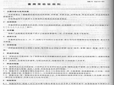 SB/T 10214-1994酱腌菜检验规则