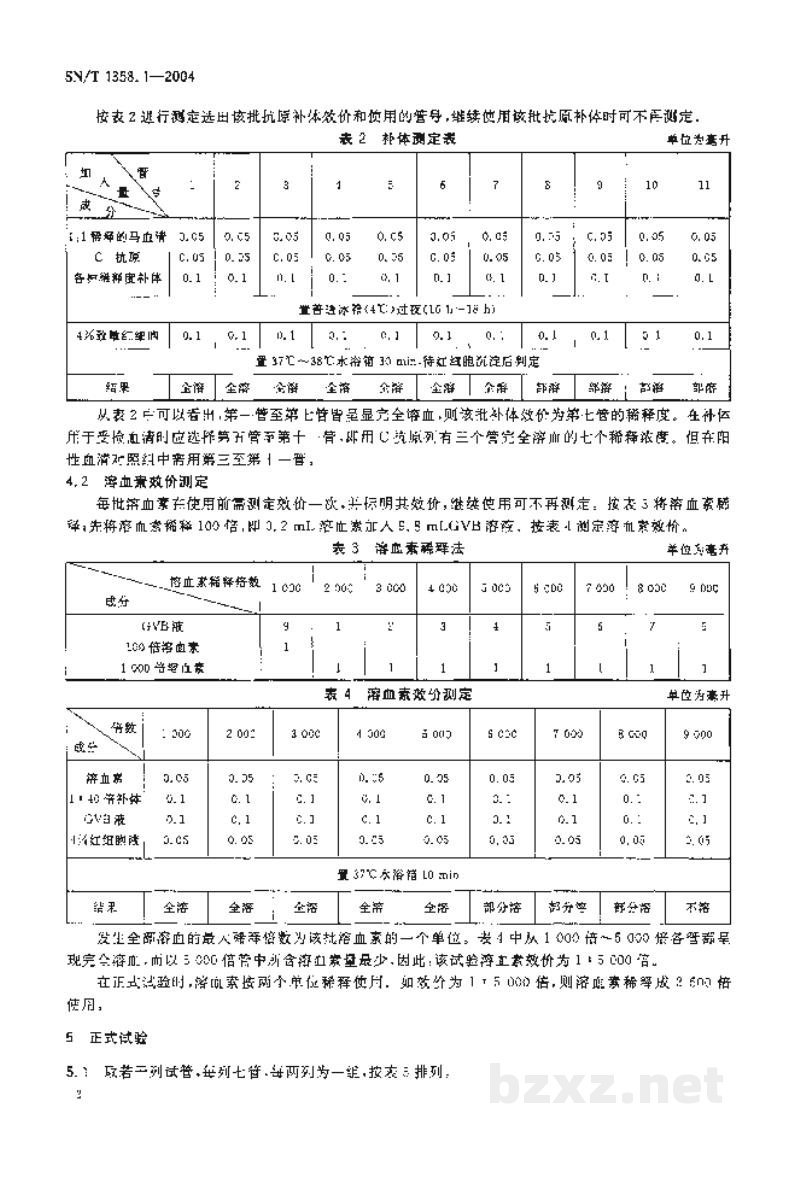 SN/T 1358.1-2004马传染性贫血补体结合试验方法 SN/T 1358.1-2004马传染性贫血补体结合试验方法